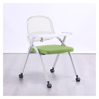 Chaise de formation mobile avec tablette d'écriture, chaise de bureau pliable en maille respirante pour centre de formation et de conférence