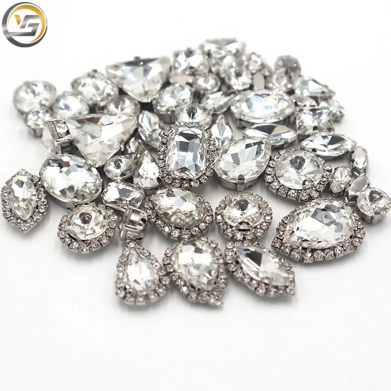 Mixed Shape Crystal Stone Clear White Crystal Claw rhinestones For Wedding Dress