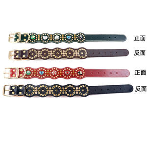 <span class=keywords><strong>Collar</strong></span> de Lujo para Mascotas con Tachuelas Anti-Mordidas, Hebilla de Latón Elegante, <span class=keywords><strong>Collar</strong></span> de Cuero Genuino para Perro, <span class=keywords><strong>Collar</strong></span> de Diseño con Remaches y Pedrería - Product Image 5