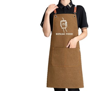 Chenfeng Canvas <b>Apron</b> Waterproof Thickened Water Washed Fabric Restaurant Bar Uniform With Custom Logo Printing For Waiters - Product Image 4