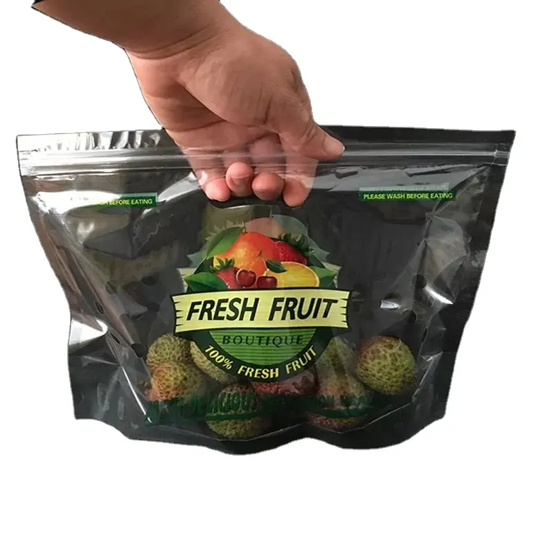 Özel baskılı Logo dondurulmuş gıda Antifogging taze plastik Zip kilit açılıp kapanabilir meyve sebze paketleme çantası