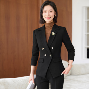 Giacca <span class=keywords><strong>abito</strong></span> <span class=keywords><strong>verde</strong></span> scuro tuta autunno doppiopetto da donna abbigliamento professionale di fascia alta Super bel tailleur da strada fritto. - Product Image 3