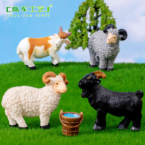 Miniatura de cabra de algodón para paisajismo, decoración de jardín y granja, accesorios de escritorio, pequeño ornamento. - Product Image 4