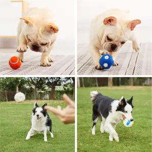 Silicoco Großhandel Custom Zähne Reinigung Pet Sound Spielzeug Rugby Tennisbälle Hund Kauball Pet Chew Toys