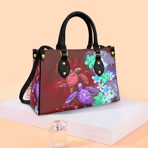 <span class=keywords><strong>INSTANTARTS</strong></span> F73 2021 Petit sac à main de luxe pour femme en cuir PU blanc, motif tribal tortue bleu-vert polynésien Kosrae, imperméable - Product Image 4