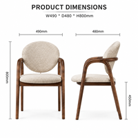 Chaise de salle à manger de luxe moderne et traditionnelle, siège rembourré en bouclette, accoudoirs incurvés, structure métallique durable, pour hôtel et salon