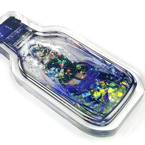 Custom PVC and Plastic <b>Key</b> <b>Chain</b> UV Printed Acrylic Quicksand Bottle Decor Oil Filled Luminous Glow in Dark Charms - Product Image 3
