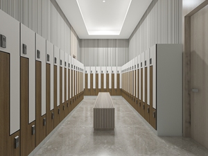 Cartmay cung cấp tùy chỉnh màu sắc không thấm nước Câu lạc bộ sức khỏe hồ bơi lưu trữ tủ nhỏ gọn HPL phòng tập thể dục tủ với băng ghế - Product Image 5