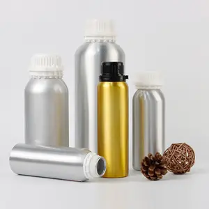 Leere Öle 50 ml 100 ml 150 ml 200 ml 250 ml 500 ml 1000 ml Silber Aluminiumflasche mit weißer manipulationssicherer Kappe