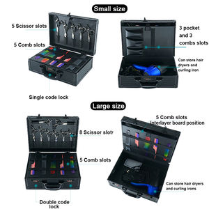 Mallette professionnelle de barbier noir mat robuste, <span class=keywords><strong>valise</strong></span> pour tondeuse et accessoires, verrouillage de sécurité à combinaison - Product Image 4