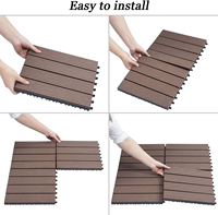 Bricolage Carreaux de terrasse en bois à emboîtement Patio extérieur Jardin Terrasse Plancher en bois Carrelage imperméable protégé contre les UV tous temps