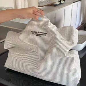 New Casual Striped <b>Tote</b> Bag Lazy Minimalist Large Capacity Canvas Shoulder Bag for Work Daily Use All-Match Design - Product Image 4