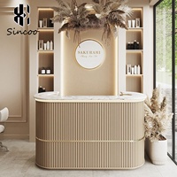 Nouveau comptoir de réception circulaire personnalisé pour salon de beauté et de manucure, le plus vendu par le fabricant