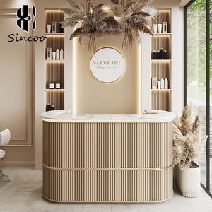 Nouveau comptoir de réception circulaire personnalisé pour salon de beauté <span class=keywords><strong>et</strong></span> de manucure, le plus vendu par le fabricant - Product Image 2