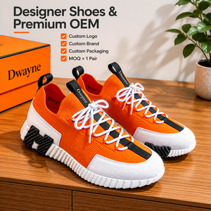 Zapatillas de Diseño de Lujo 2026 para Hombre y Mujer, Tejido de Alta Calidad, Cuero, Color Naranja y Blanco, Estilo Deportivo Casual, Nuevas - Product Image 1