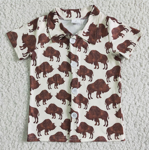 เสื้อเชิ้ตแขนสั้นสไตล์ตะวันตกติดกระดุมสำหรับเด็กผู้ชาย เสื้อโปโลเด็กผู้ชายตัวเล็ก - Product Image 3