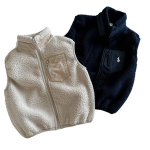 Children Fleece Vest Solid Color Off White Gray Navy Blue Autumn Winter Warm Baby Boy Girl Outerwear - Product Image 5