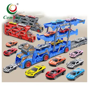 DIY sticker matching alloy car folding toy transport truck