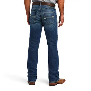 Support Samples Western Country Cowboy Firm Fabric Denim Boot Cut Jeans For Men