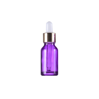 Botol Minyak Esensial Ungu Berlapis Embun Beku dengan Tutup Kayu Bambu, Botol Penetes, Kemasan Kosmetik, Botol Kaca Sampel Kecil