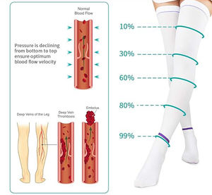 공장 가격 블랙 베이지 화이트 그라데이션 항혈전 15-20mmHg 허벅지 높이 압박 스타킹 양말 검사 구멍 포함 - Product Image 6