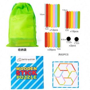 Early-Educational STEM Activities Toy Brain Teaser Creative Pattern Blocks Montessori <b>Smart</b> Sticks Wooden Puzzle - Product Image 6