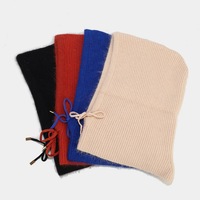 Automne hiver chaud lapin fourrure cagoule cache-cou à capuche chapeau tricoté avec style de caractère pour les femmes