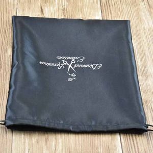 Sac promotionnel en satin noir pour extensions de cheveux, impression flexographique - Product Image 6
