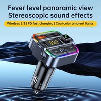 Lecteur MP3 de voiture T67 avec Bluetooth 5.3, émetteur FM, charge rapide USB-C PD et QC3.0 30W, appels mains libres et lumière RGB.