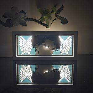 Attaque des Titans Levi Ackerman Boîte à Ombres LED Entrepôt US En Stock Expédition Aujourd'hui USA Lumière Bleue Fraîche Décoration Murale Anime 3D en Couches - Product Image 2