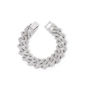 Braccialetto Hip Hop Bling Iced Out Miami Crystal Cuban Pave strass bracciale da uomo gioielli a catena