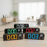 Horloge murale numérique moderne à grand écran LED, luminosité réglable, calendrier, heure, jour de la semaine, température, date, table/bureau, cadeau pour la maison