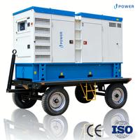 Groupe électrogène diesel mobile U+POWER sur remorque, trois générateurs de 100 kVA, certifié CE ISO, type silencieux, démarrage automatique, ATS, télécommande, refroidissement par eau