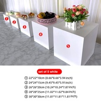 Juego de 5 Soportes de Acrílico Blanco con Base Hueca para Buffet, Exhibidores de Postres y Pasteles para Decoración de Mesa de Buffet para Fiestas