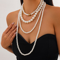 Collier de perles multicouches imitation perle grande taille style européen et américain pour femme, collier de perles rétro à porter autour du cou, bijou fantaisie, cadeau