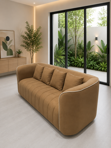 Sofá Contemporáneo de 3 Plazas con Estructura de Madera Maciza, Espuma de Alta Densidad y Tela Premium para Sala de Estar - Product Image 3