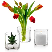 Aangepaste Glazen Cilinder Vazen 4 Inch Hoge Zuil Kaars Drijvende Kaarsen Houders of Bloemenvaas Perfect als Bruiloft Middelpunt