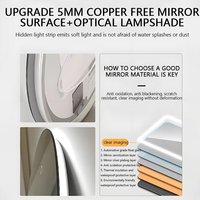 Miroir LED en verre sans cadre avec bord poli à 32 niveaux et film de sécurité, miroir de vanité mural pour mariage et usage domestique