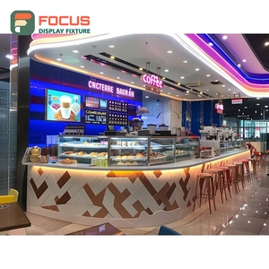 Illuminated Coffee Display Cabinet Oak Grain Finish Coffee Bag Display Area Roastery Display Cabinet - Product Image 1