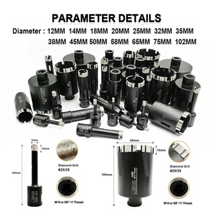 Shdiatool 6mm-65mm Laser hàn kim cương khoan lõi Bit khoan lỗ cưa cho vật liệu cứng bê tông đá granit đá cẩm thạch Gạch gốm - Product Image 3