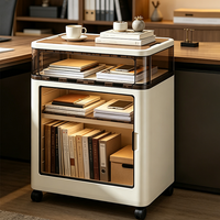 Table de Chevet Pliante Portable avec Tiroir de Rangement, Chariot de Rangement à Plateau en Bois Transparent, Organisateur pour Maison et Bureau