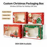 Boîte à fenêtre auto-érectible en carton couché mat recyclable pour pâtisseries de Noël, idéale pour les fêtes