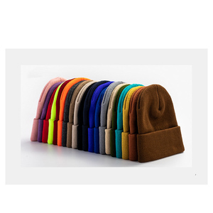 HKL0001 <strong>Blank</strong> Cuff Brimmed Acrylic Long <strong>Beanie</strong> Without logo <strong>Custom</strong> 3d Embroidery Leather Label Pearls Winter <strong>Beanie</strong> Knitted Hat - Product Image 1
