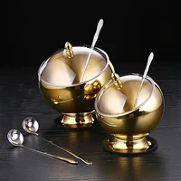 Articles de cuisine, bols en acier inoxydable inclinés, récipients de rangement, bol à sauce sphérique avec couvercle, bol de restaurant, vaisselle de buffet