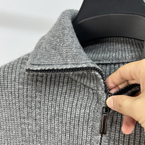 <span class=keywords><strong>Cardigan</strong></span> da Uomo Aderente Caldo in Cotone con Collo Alto e Cerniera Personalizzato - Product Image 3