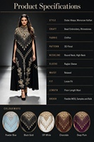 Dubai Abaya mit Strass-Perlen-Stickerei, Hochgeschlossenes Kleid mit Cape-Ärmeln, Locker Sitzendes Maxikleid im Kuwaitischen Stil, Arabische Robe für Damen