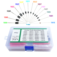 200 pièces 14 valeur commutation rapide Schottky Diode Kit assorti 1N4001 1N4004 1N4007 1N5408 UF4007 FR207 1N5817 1N5819 1N5822 1N4148