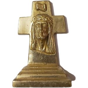 Small Brass Statue of Jesus Christ on Cross for <b>Car</b> Dashboard <b>Table</b> or Shop Counter Christmas Religious <b>Car</b> Gifts - Product Image 1