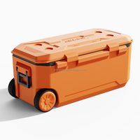 Boîte isotherme de 160 L, boîte de pêche, glacière de grande capacité pour la pêche en mer et le camping avec roues