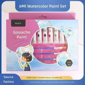 Hong Xi 6ml – Kit d'outils d'art pour enfants avec <span class=keywords><strong>gouache</strong></span> couleur personnalisée, idéal pour les débutants de l'école primaire, couleurs vives, pour utilisation <span class=keywords><strong>sur</strong></span> papier et toile - Product Image 1